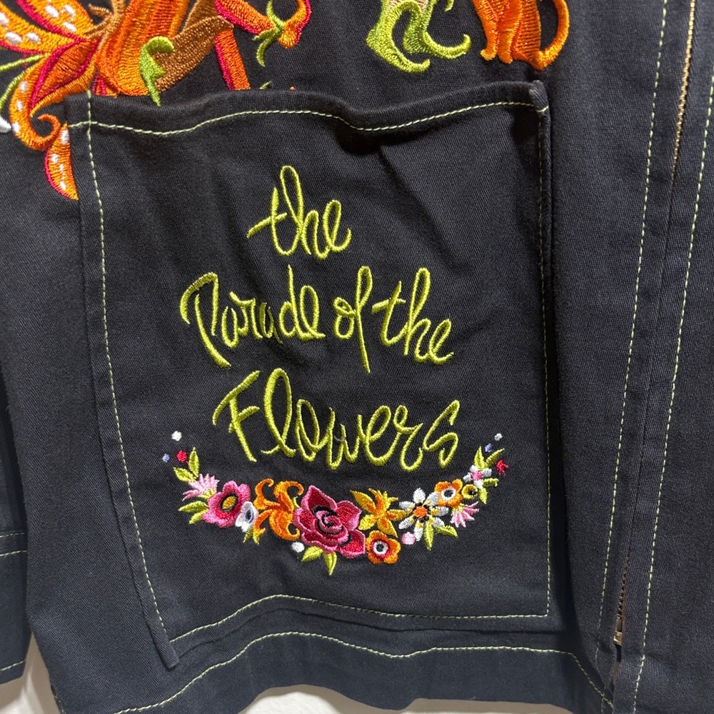 Bob Mackie Wearable Art Black Embroidered Fairy Parade of the Flowers Jacket S - Picture 5 of 16